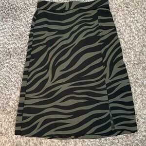 Zebra Print Green and Black Skirt